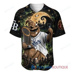 Tampa Bay Rays Oogie Boogie with World Series Trophy Moonlit Burlap Custom Baseball Jersey