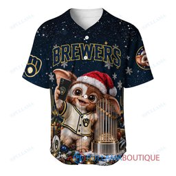 Milwaukee Brewers Gremlins with World Series Trophy Custom Baseball Jersey