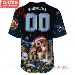 Tampa Bay Rays Gremlins with World Series Trophy Custom Baseball Jersey