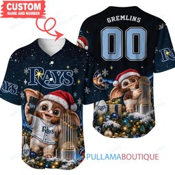 Tampa Bay Rays Gremlins with World Series Trophy Custom Baseball Jersey