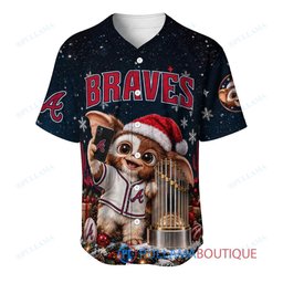 Atlanta Braves Gremlins with World Series Trophy Custom Baseball Jersey