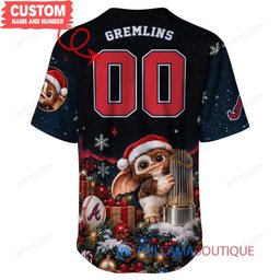 Atlanta Braves Gremlins with World Series Trophy Custom Baseball Jersey