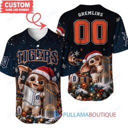 Detroit Tigers Gremlins with World Series Trophy Custom Baseball Jersey