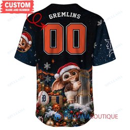 Detroit Tigers Gremlins with World Series Trophy Custom Baseball Jersey