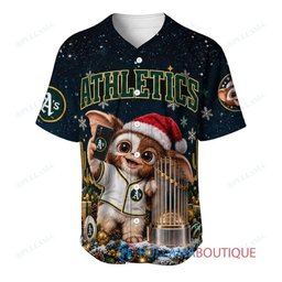 Oakland Athletics Gremlins with World Series Trophy Custom Baseball Jersey