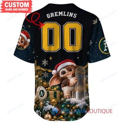 Oakland Athletics Gremlins with World Series Trophy Custom Baseball Jersey