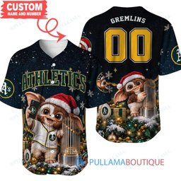 Oakland Athletics Gremlins with World Series Trophy Custom Baseball Jersey