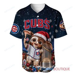 Chicago Cubs Gremlins with World Series Trophy Custom Baseball Jersey