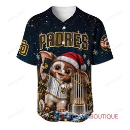 San Diego Padres Gremlins with World Series Trophy Custom Baseball Jersey