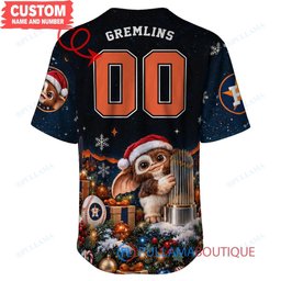 Houston Astros Gremlins with World Series Trophy Custom Baseball Jersey