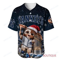 New York Yankees Gremlins with World Series Trophy Custom Baseball Jersey