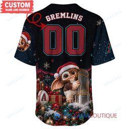Arizona Diamondbacks Gremlins with World Series Trophy Custom Baseball Jersey