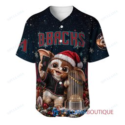 Arizona Diamondbacks Gremlins with World Series Trophy Custom Baseball Jersey