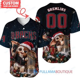 Arizona Diamondbacks Gremlins with World Series Trophy Custom Baseball Jersey