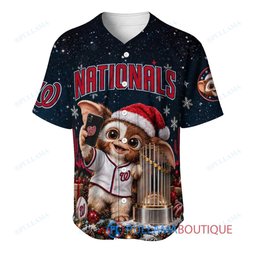 Washington Nationals Gremlins with World Series Trophy Custom Baseball Jersey