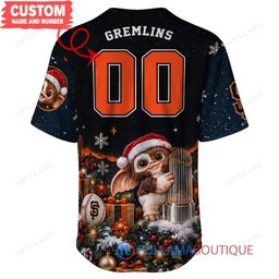 San Francisco Giants Gremlins with World Series Trophy Custom Baseball Jersey