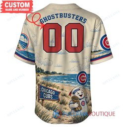 Chicago Cubs Stay Puft Marshmallow Man with World Series Trophy Custom Baseball Jersey