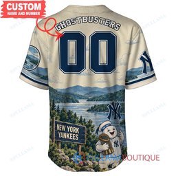 New York Yankees Stay Puft Marshmallow Man with World Series Trophy Custom Baseball Jersey