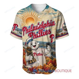 Philadelphia Phillies Stay Puft Marshmallow Man with World Series Trophy Custom Baseball Jersey