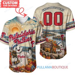 Philadelphia Phillies Stay Puft Marshmallow Man with World Series Trophy Custom Baseball Jersey