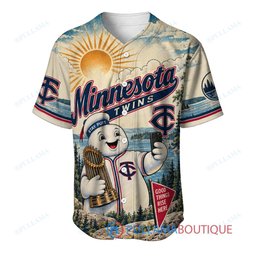 Minnesota Twins Stay Puft Marshmallow Man with World Series Trophy Custom Baseball Jersey