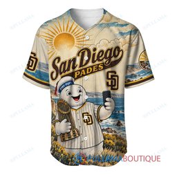 San Diego Padres Stay Puft Marshmallow Man with World Series Trophy Custom Baseball Jersey