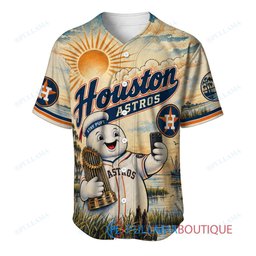 Houston Astros Stay Puft Marshmallow Man with World Series Trophy Custom Baseball Jersey