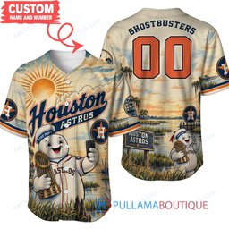 Houston Astros Stay Puft Marshmallow Man with World Series Trophy Custom Baseball Jersey