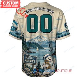 Seattle Mariners Stay Puft Marshmallow Man with World Series Trophy Custom Baseball Jersey