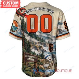 San Francisco Giants Stay Puft Marshmallow Man with World Series Trophy Custom Baseball Jersey