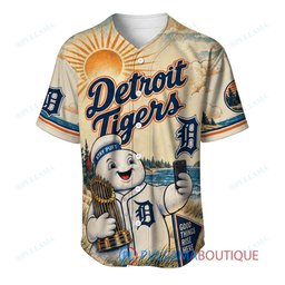 Detroit Tigers Stay Puft Marshmallow Man with World Series Trophy Custom Baseball Jersey