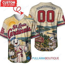 St.Louis Cardinals Stay Puft Marshmallow Man with World Series Trophy Custom Baseball Jersey