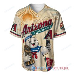 Arizona Diamondbacks Stay Puft Marshmallow Man with World Series Trophy Custom Baseball Jersey