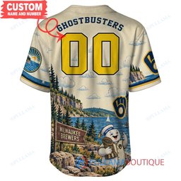 Milwaukee Brewers Stay Puft Marshmallow Man with World Series Trophy Custom Baseball Jersey