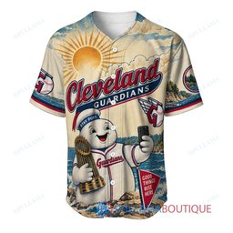 Cleveland Guardians Stay Puft Marshmallow Man with World Series Trophy Custom Baseball Jersey