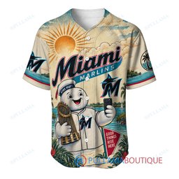 Miami Marlins Stay Puft Marshmallow Man with World Series Trophy Custom Baseball Jersey