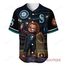 Seattle Mariners Chucky Child's Play with World Series Trophy Custom Baseball Jersey
