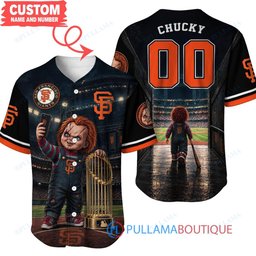 San Francisco Giants Chucky Child's Play with World Series Trophy Custom Baseball Jersey