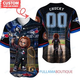 Tampa Bay Rays Chucky Child's Play with World Series Trophy Custom Baseball Jersey