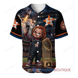 Houston Astros Chucky Child's Play with World Series Trophy Custom Baseball Jersey