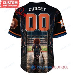 Houston Astros Chucky Child's Play with World Series Trophy Custom Baseball Jersey