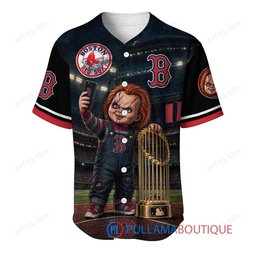 Boston Red Sox Chucky Child's Play with World Series Trophy Custom Baseball Jersey