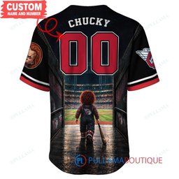 Cleveland Guardians Chucky Child's Play with World Series Trophy Custom Baseball Jersey