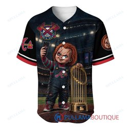 Atlanta Braves Chucky Child's Play with World Series Trophy Custom Baseball Jersey
