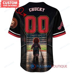 Atlanta Braves Chucky Child's Play with World Series Trophy Custom Baseball Jersey