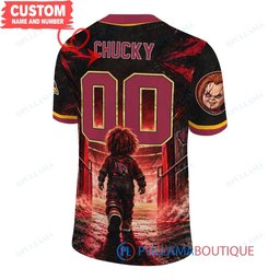 Arizona Cardinals Chucky Child's Play with Super Bowl Trophy Horror Tunnel Spotlight Custom Football Jersey