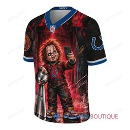 Indianapolis Colts Chucky Child's Play with Super Bowl Trophy Horror Tunnel Spotlight Custom Football Jersey