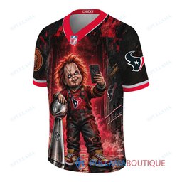 Houston Texans Chucky Child's Play with Super Bowl Trophy Horror Tunnel Spotlight Custom Football Jersey