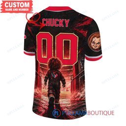Houston Texans Chucky Child's Play with Super Bowl Trophy Horror Tunnel Spotlight Custom Football Jersey
