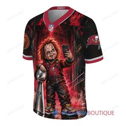 Tampa Bay Buccaneers Chucky Child's Play with Super Bowl Trophy Horror Tunnel Spotlight Custom Football Jersey